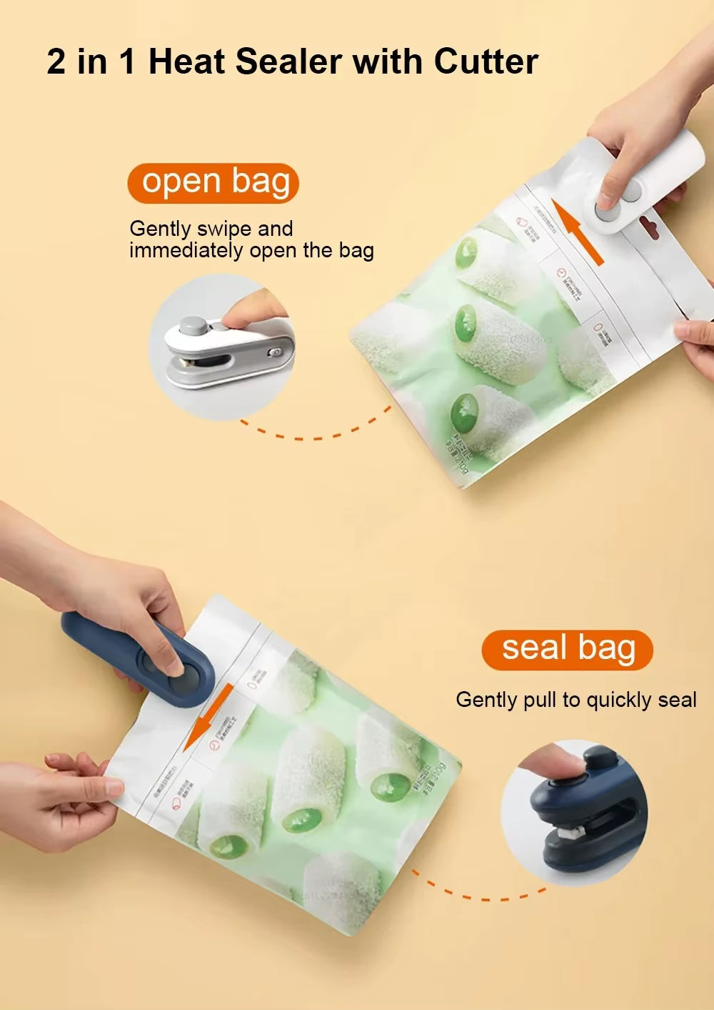 Mini Portable 2-in-1 Rechargeable Vacuum Sealing Machine for Household Snack Preservation
