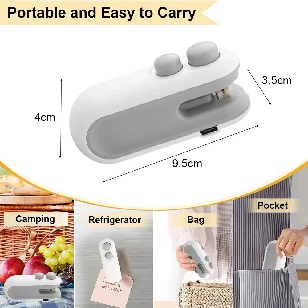 Mini Portable 2-in-1 Rechargeable Vacuum Sealing Machine for Household Snack Preservation