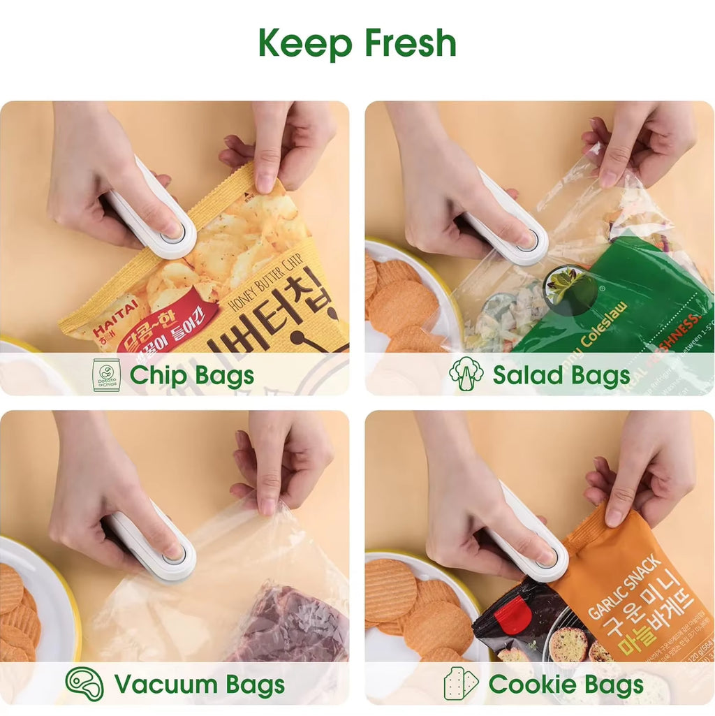 Mini Portable 2-in-1 Rechargeable Vacuum Sealing Machine for Household Snack Preservation