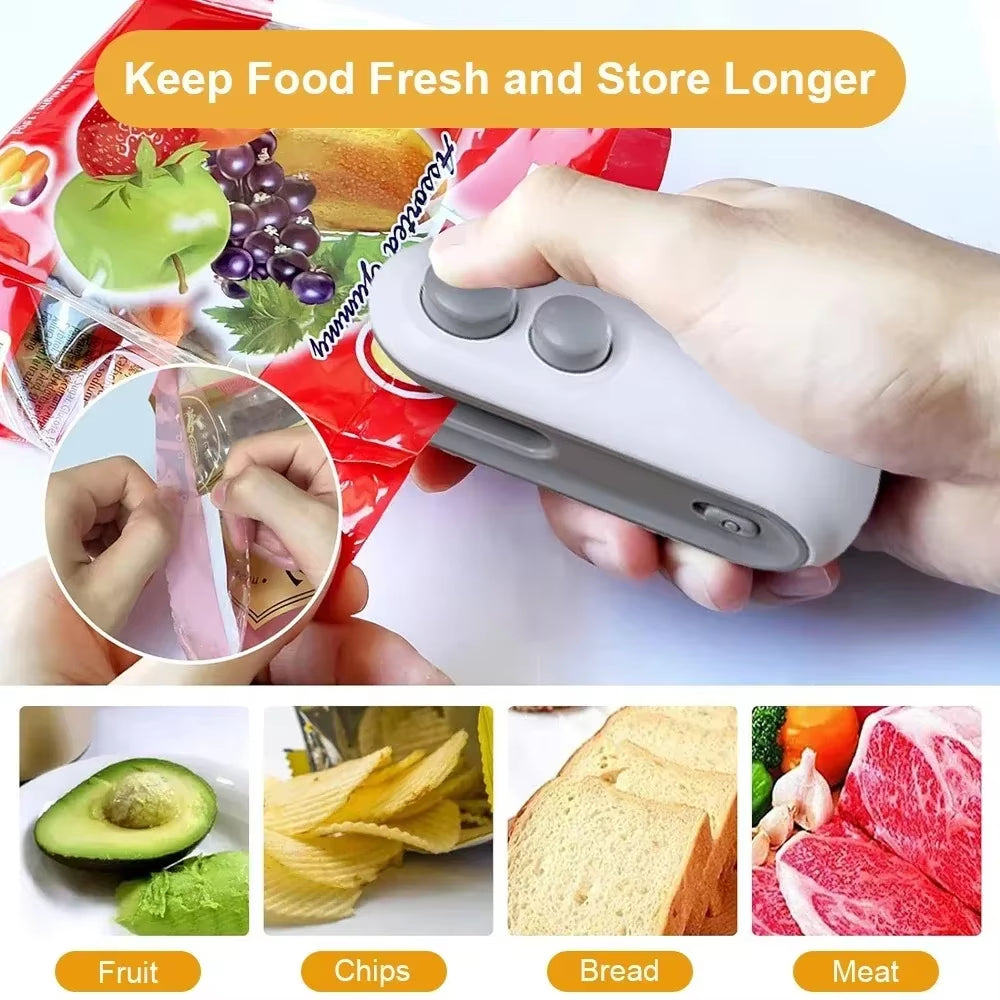 Mini Portable 2-in-1 Rechargeable Vacuum Sealing Machine for Household Snack Preservation